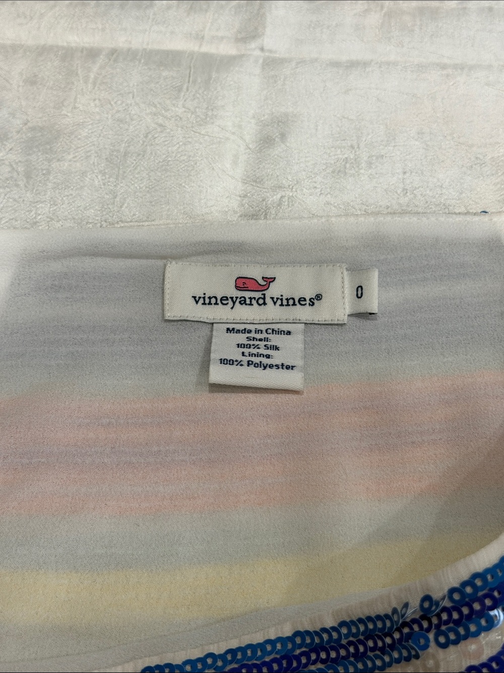 Vineyard Vines Sequin Rainbow Stripe Mini Skirt Silk Beaded Skirt Size 0 - Picture 6 of 8